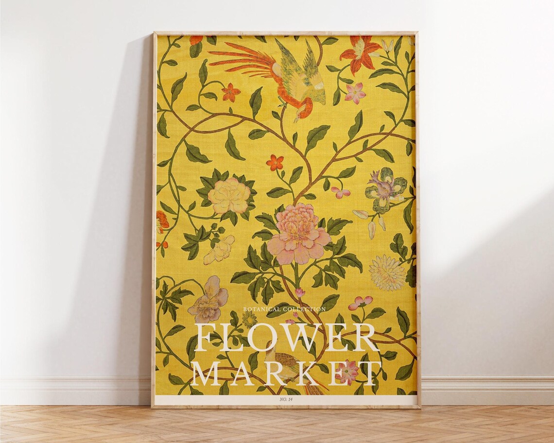 Yellow Flower Market No. 14 Botanical Chinoiserie Art Poster