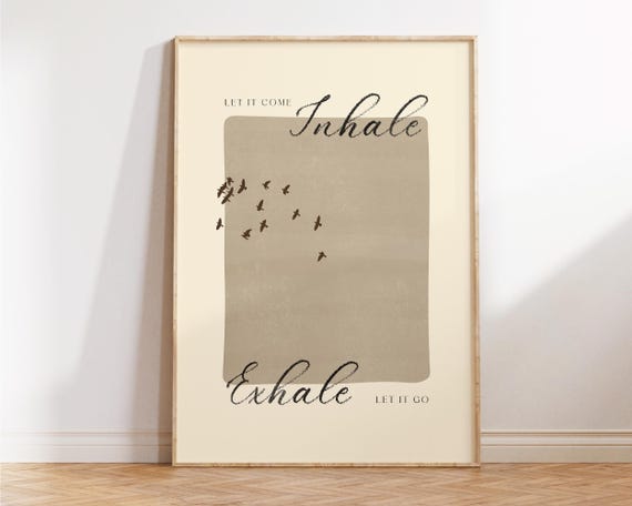 Inhale Exhale Prin Yoga Pilates Wall Art Studio Decor Gift For Lovers Teachers Mindfulness