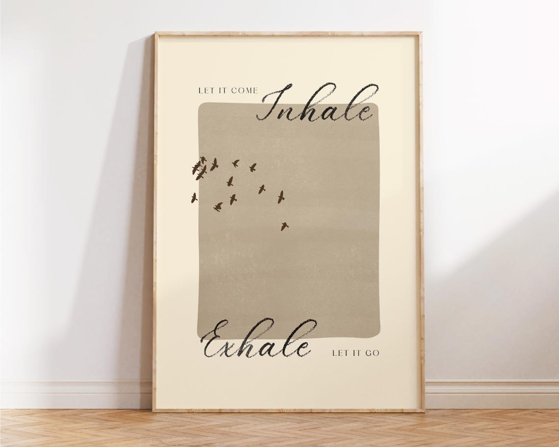 Inhale Exhale Prin Yoga Pilates Wall Art Studio Decor Gift For Lovers Teachers Mindfulness