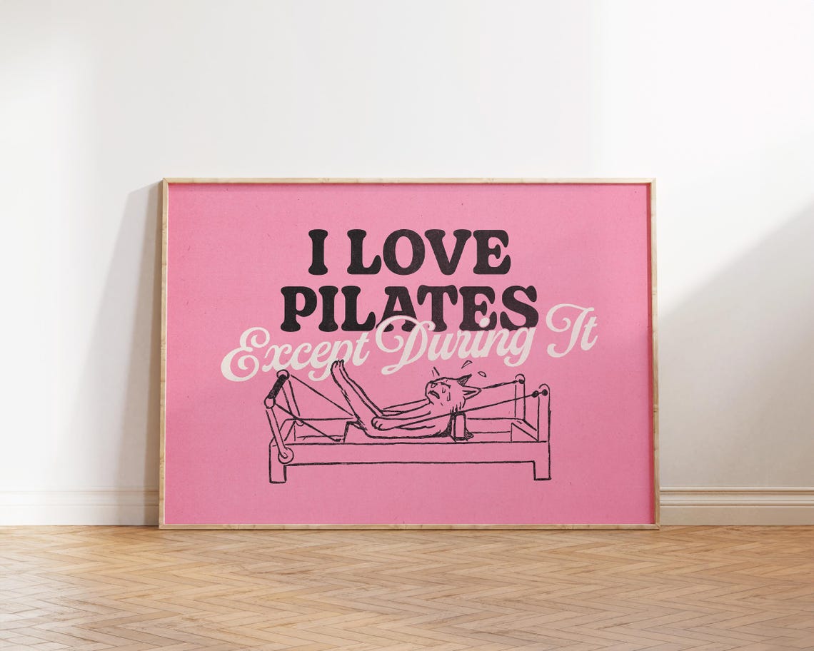 I Love Pilates Except During It Funny Wall Art Studio Decor Gift For Lovers Hot Girly Print Wellness