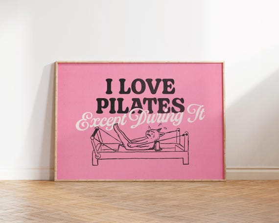 I Love Pilates Except During It Funny Wall Art Studio Decor Gift For Lovers Hot Girly Print Wellness