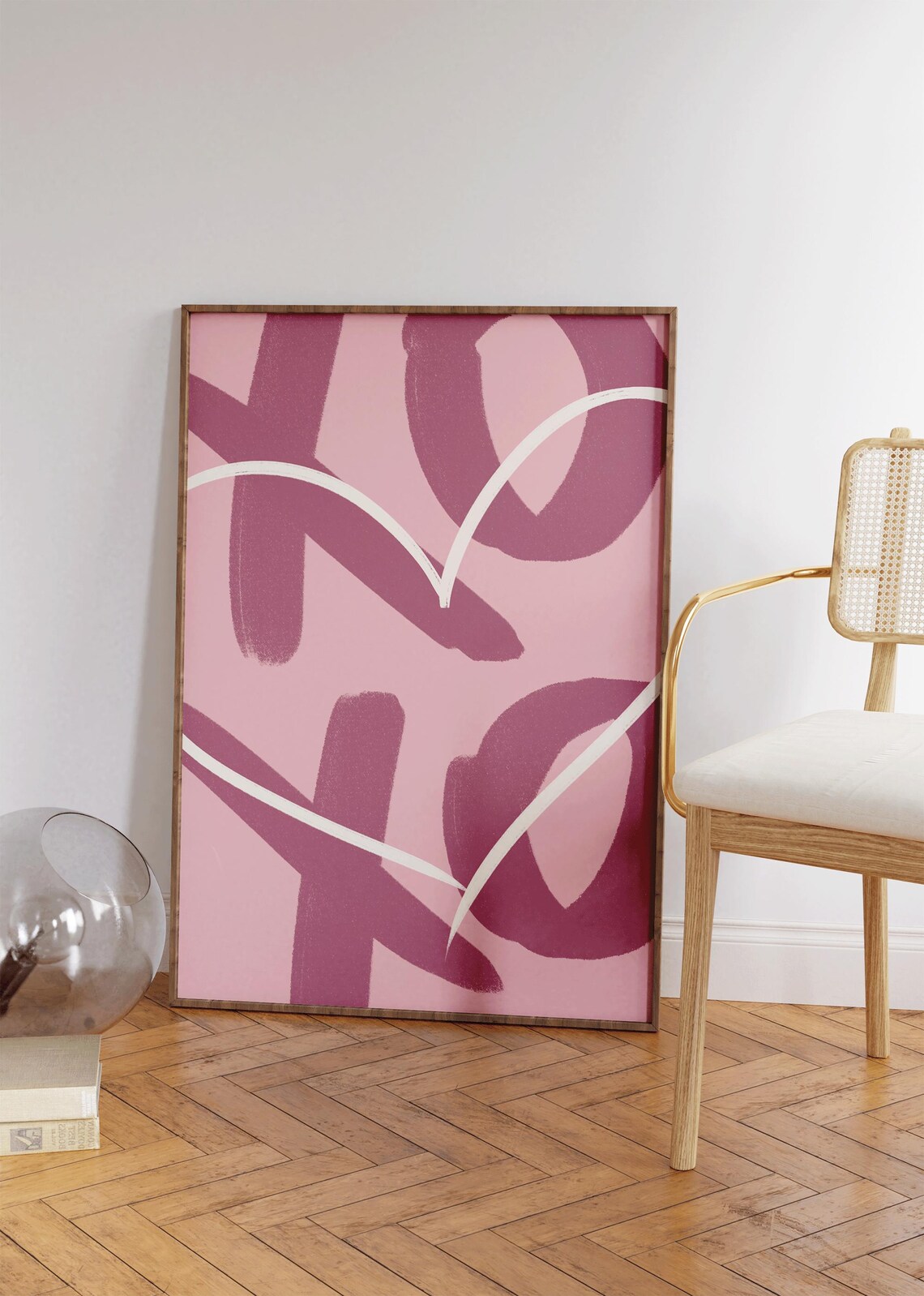 XOXO Pink And Purple Abstract Brushstroke Heart Love Art Poster