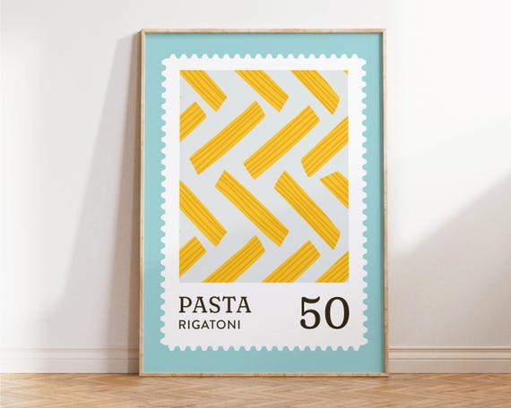 Kitchen Prints Pasta Rigatoni Painting Cute Wall Art And Modern Italian Food Canvas Home Gifts Decor