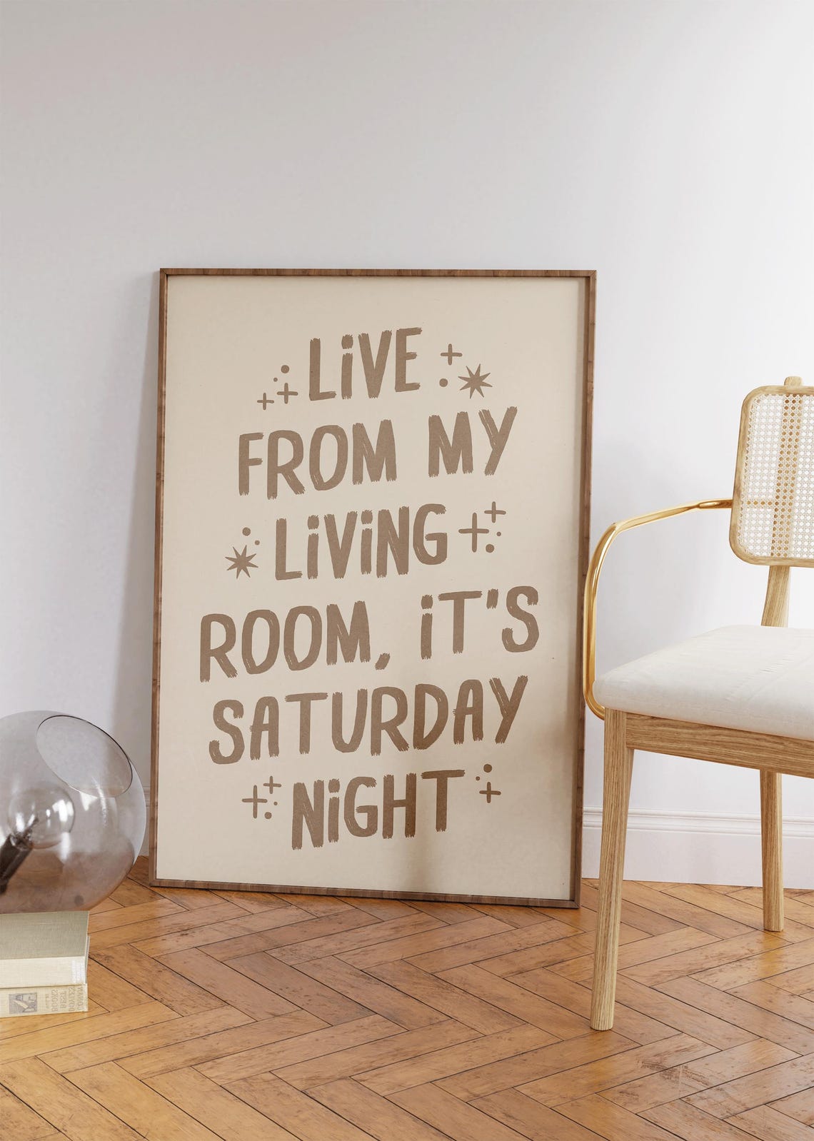 Live from My Living Room It's Saturday Night Brown Typography Poster