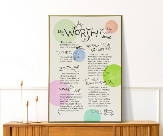Life Is Worth Getting Hopeful About Hand Lettered Collage Quote Poster