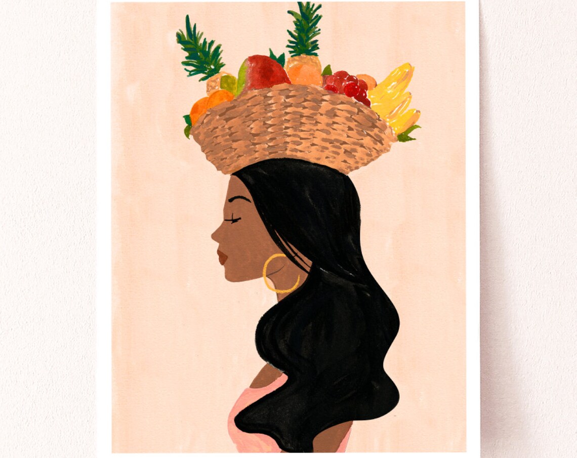 Valentinas Fruit Basket Art Print, Tropical Portrait - Image 2