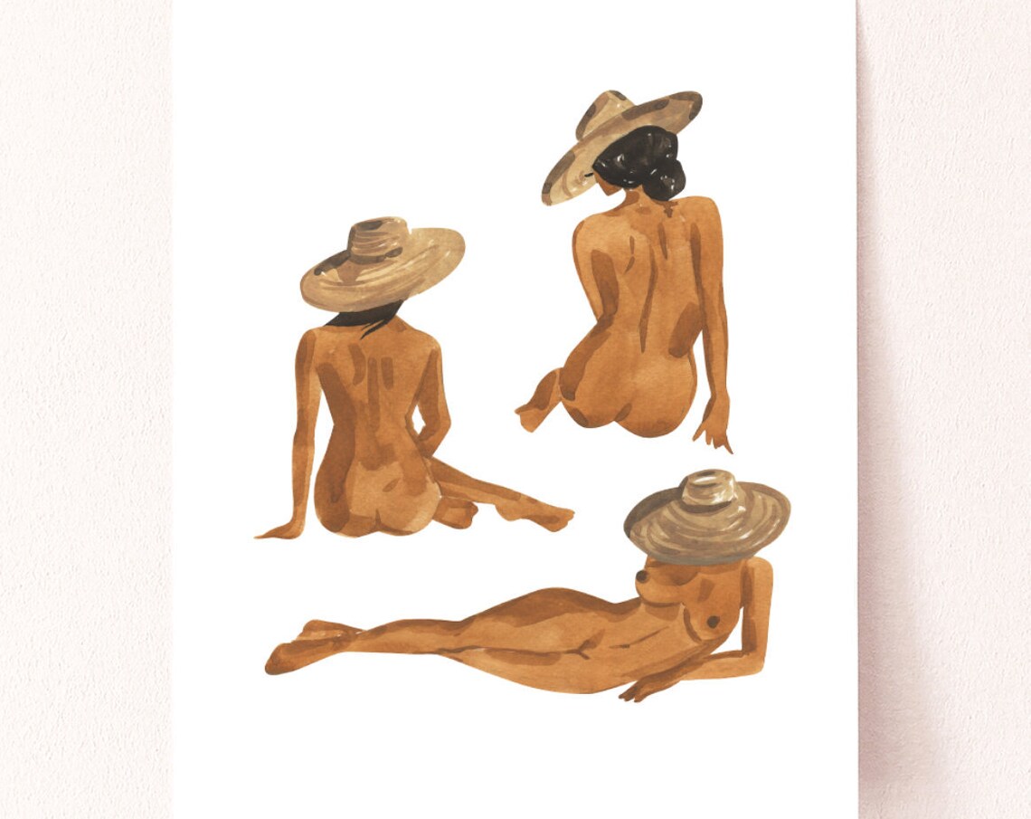 Figure Studies Watercolor Minimalist Boho Art Print - Image 3