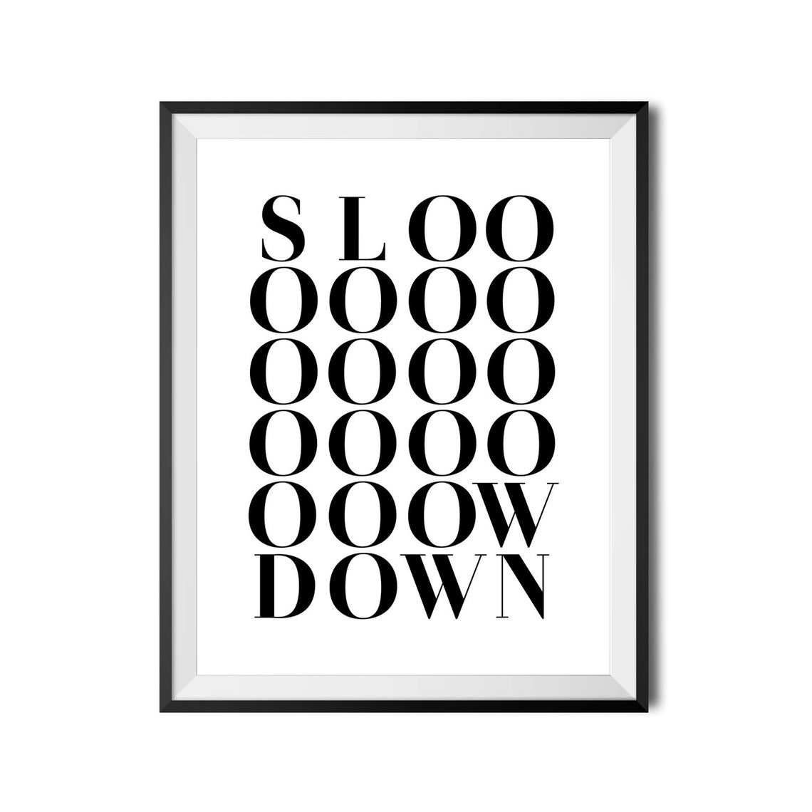 Slow Down Big Letters Grid Typography Mindfulness Zen Wall Art - Image 3