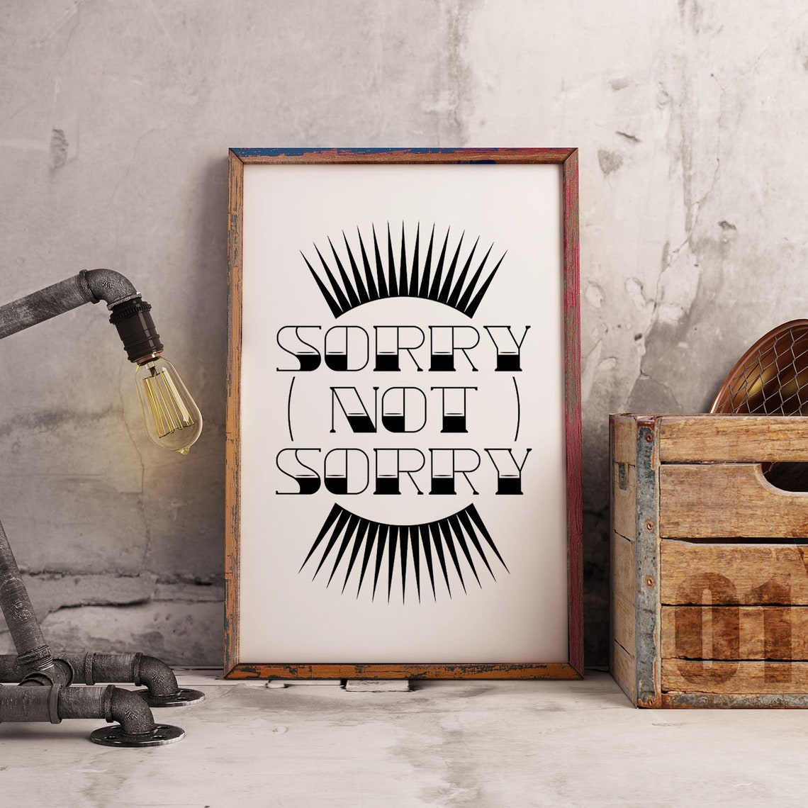 Sorry Not Sorry Retro Eyelash Sunburst Art Deco Funny Poster - Image 2