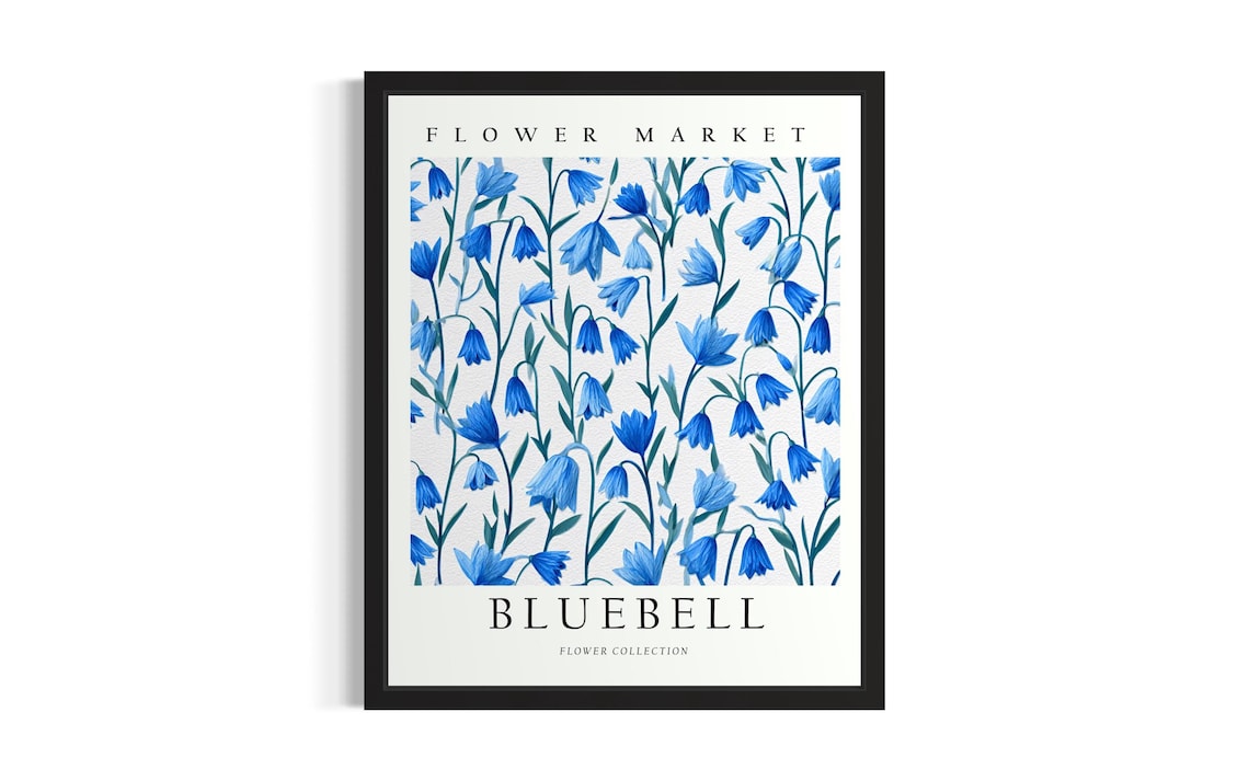 Flower Market Bluebell Bloom Art 3D Paper Flower Collection Poster