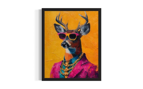Deer Animal Poster Art Print Living Room Wall Original Painting Artwork Decor