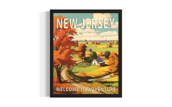 New Jersey Autumn Countryside Welcome to Adventure Travel Poster