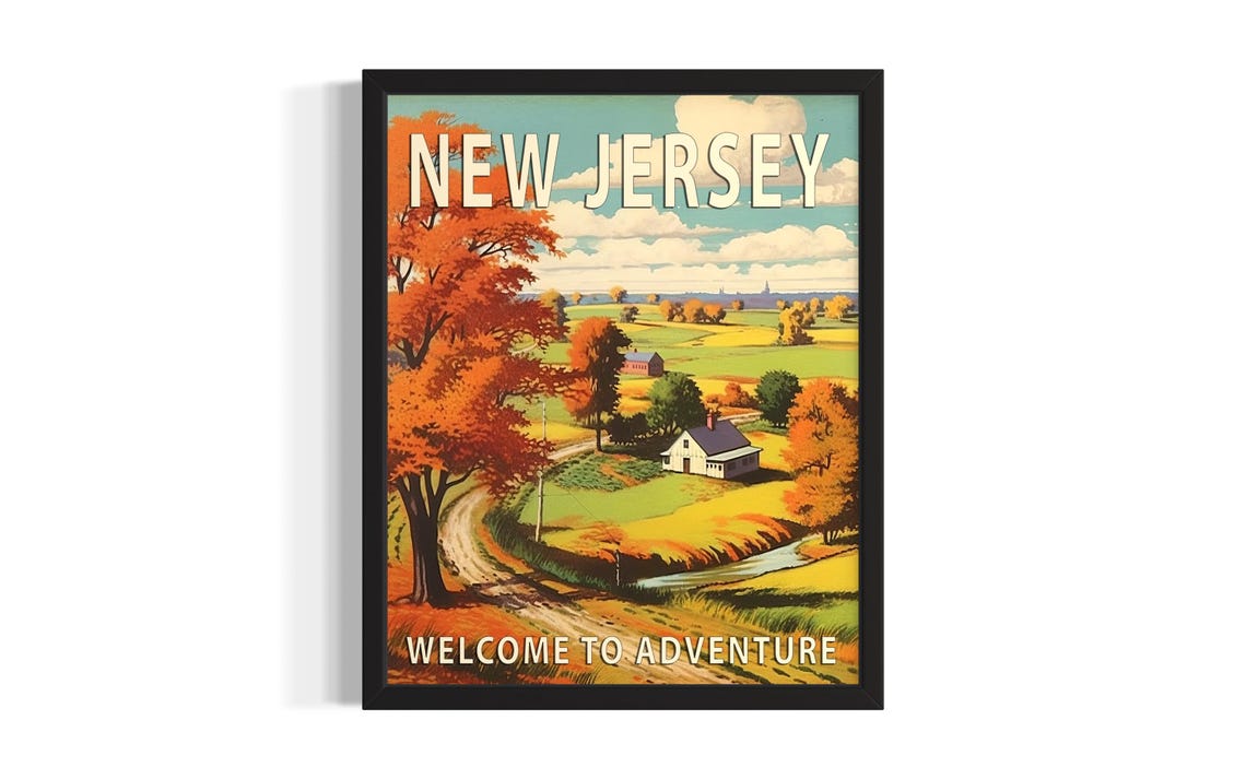 New Jersey Autumn Countryside Welcome to Adventure Travel Poster