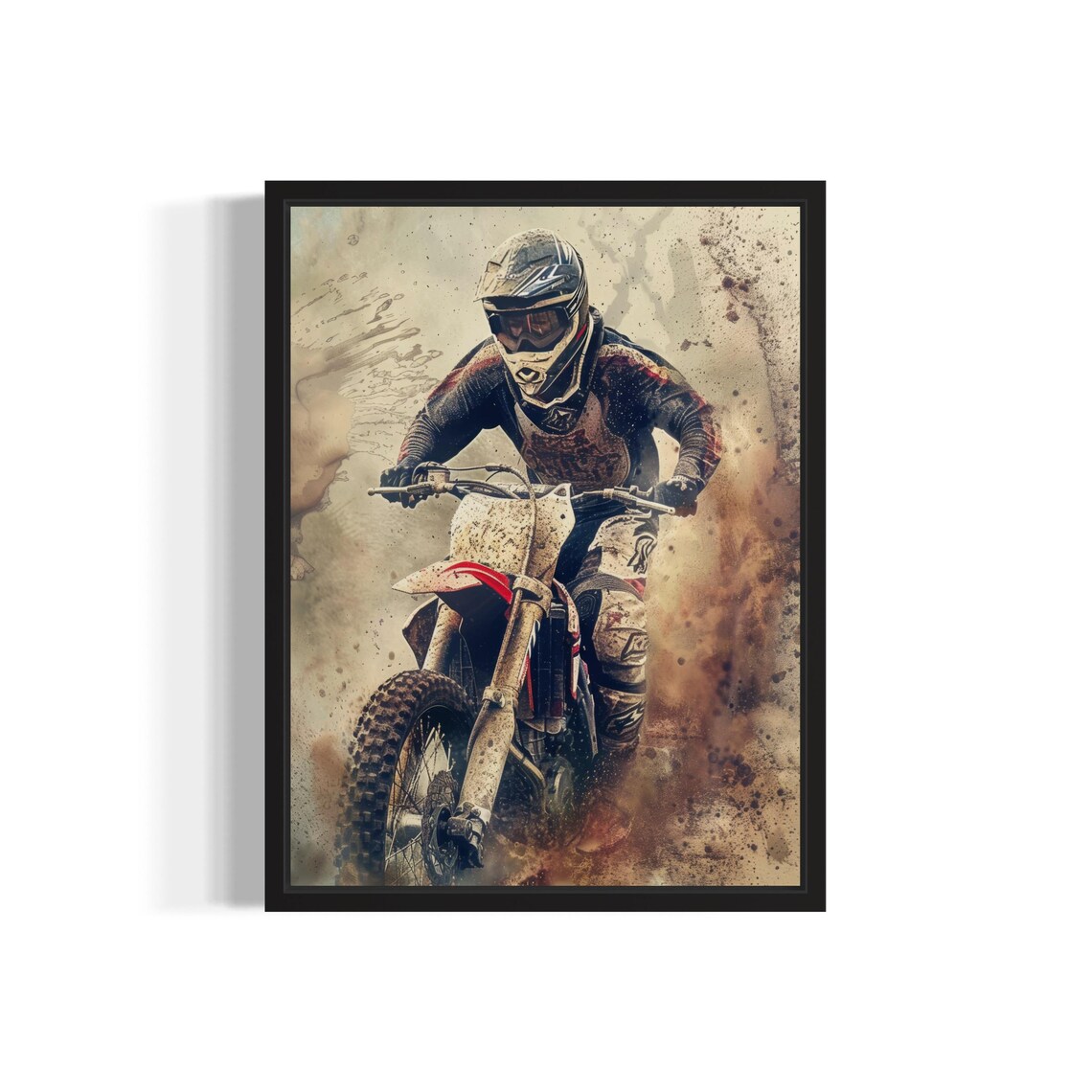 Motocross Rider Dirt Bike Action Grunge Texture Racing Sports Poster