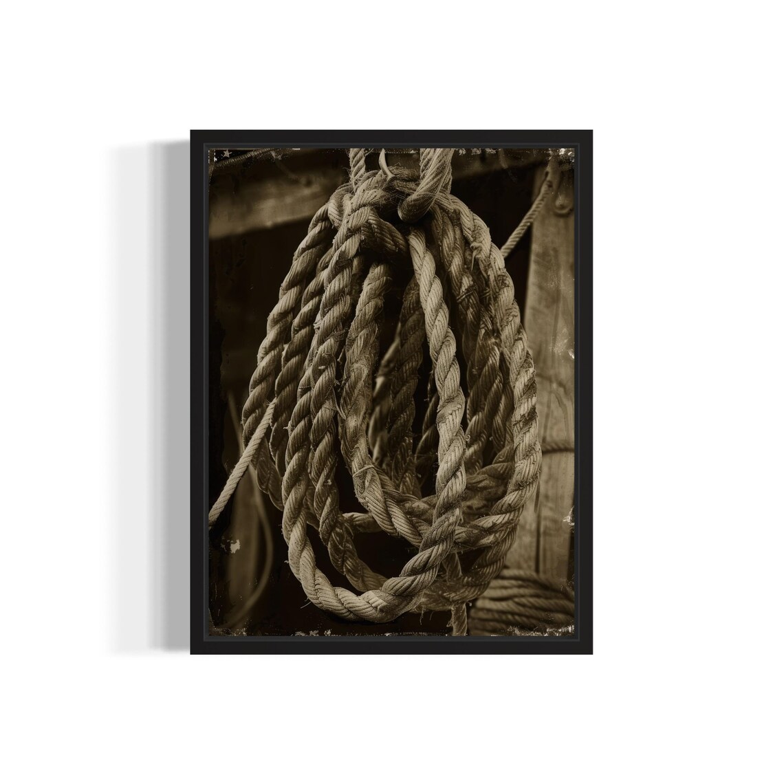 Coiled Lasso Rope Antique Vintage Western Sepia Photography Poster
