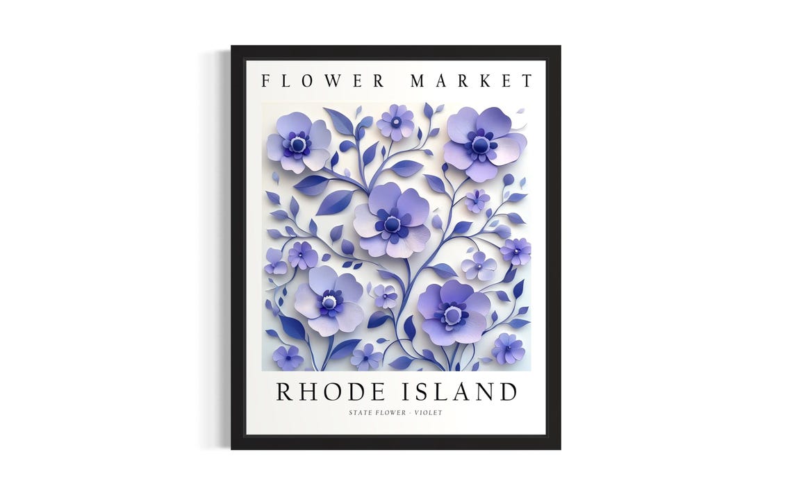 Rhode Island State Flower Violet Wall Decor Flower Market Poster