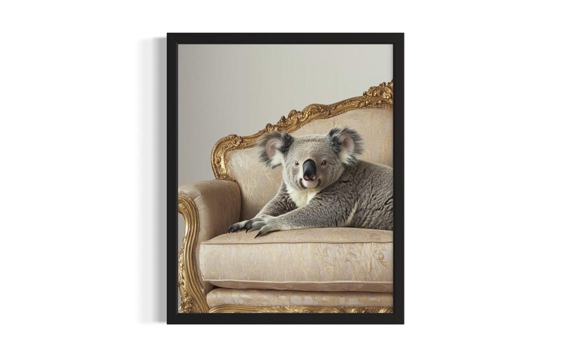Koala Animal Sofa Living Room Poster Art Print Wall Original Painting Artwork Decor