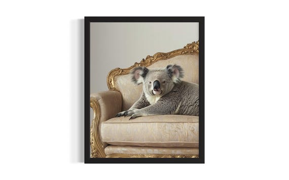 Koala Animal Sofa Living Room Poster Art Print Wall Original Painting Artwork Decor