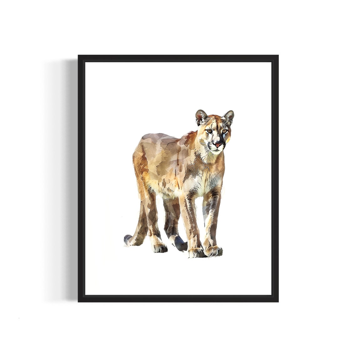 Mountain Lion Watercolor Art Print Poster Animal Painting Wall Decor