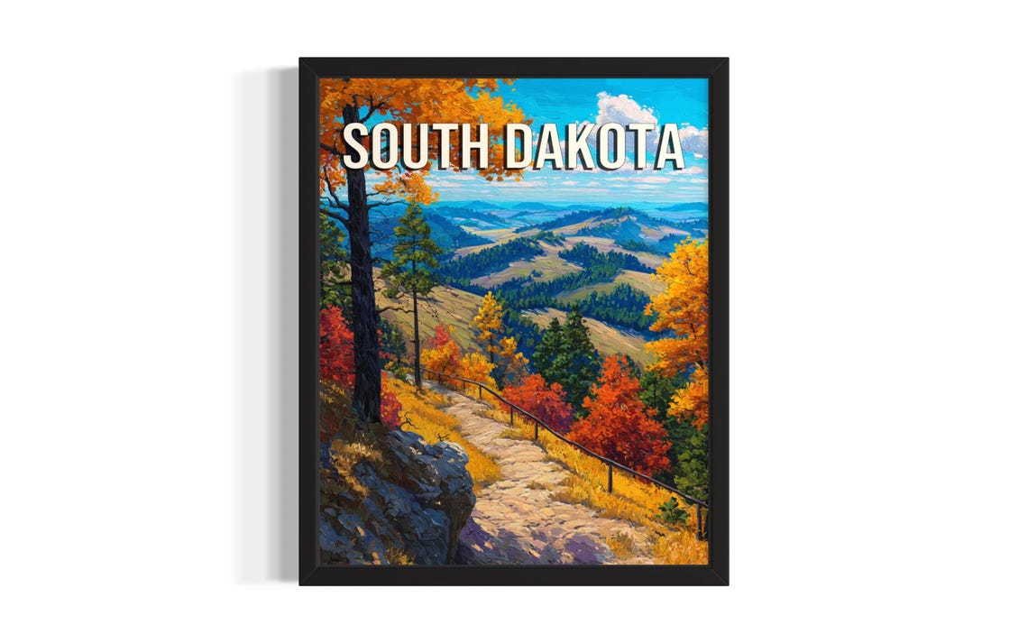 South Dakota Black Hills Autumn Trail Golden Aspens Art Poster