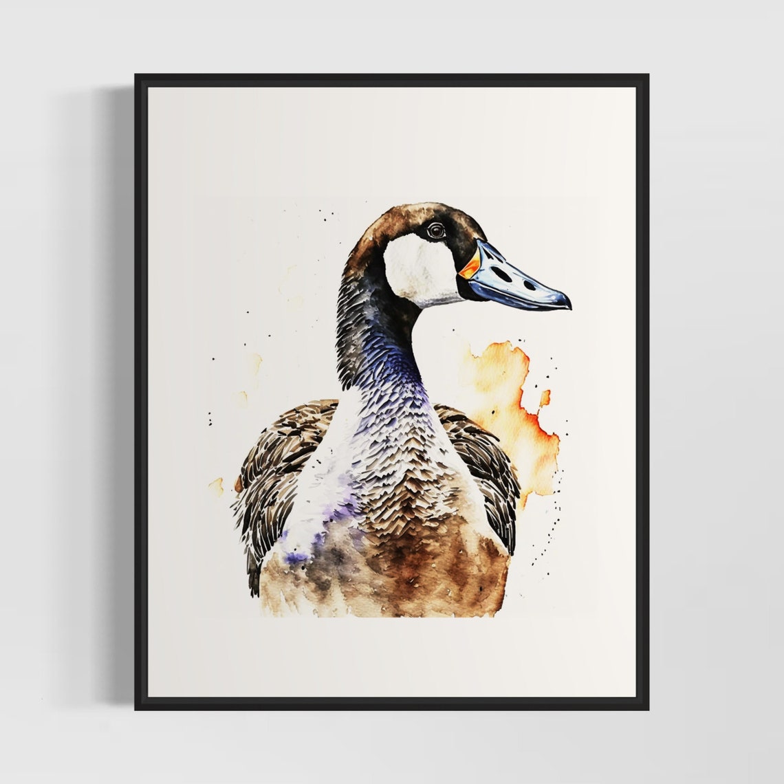 Gray Goose Gliding on Calm Lake Water Watercolor Wildfowl Poster