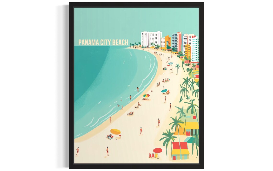 Panama City Beach Poster Art Print Living Room Wall Original Painting Artwork Decor