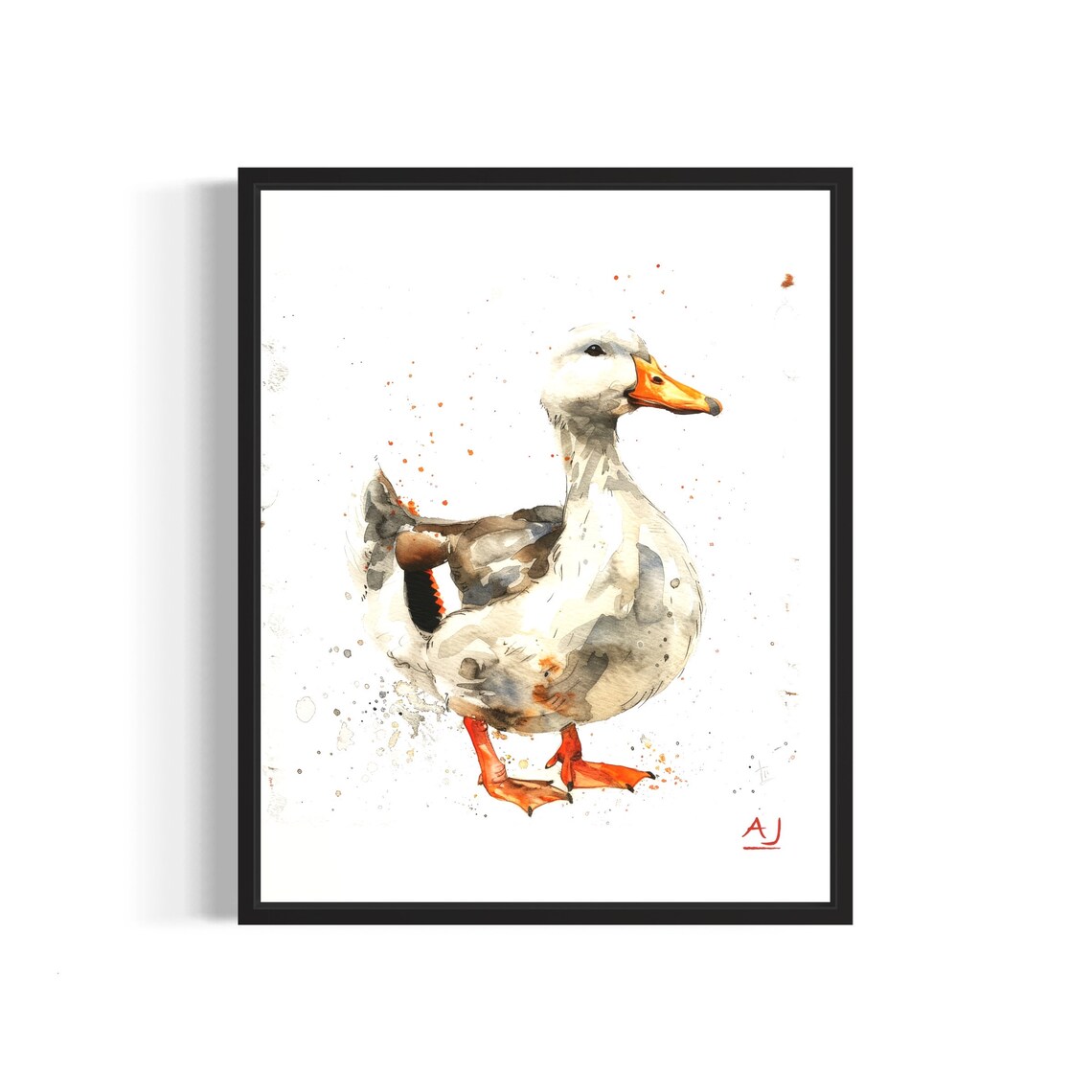 Mallard Drake With Iridescent Green Head Watercolor Painting Poster