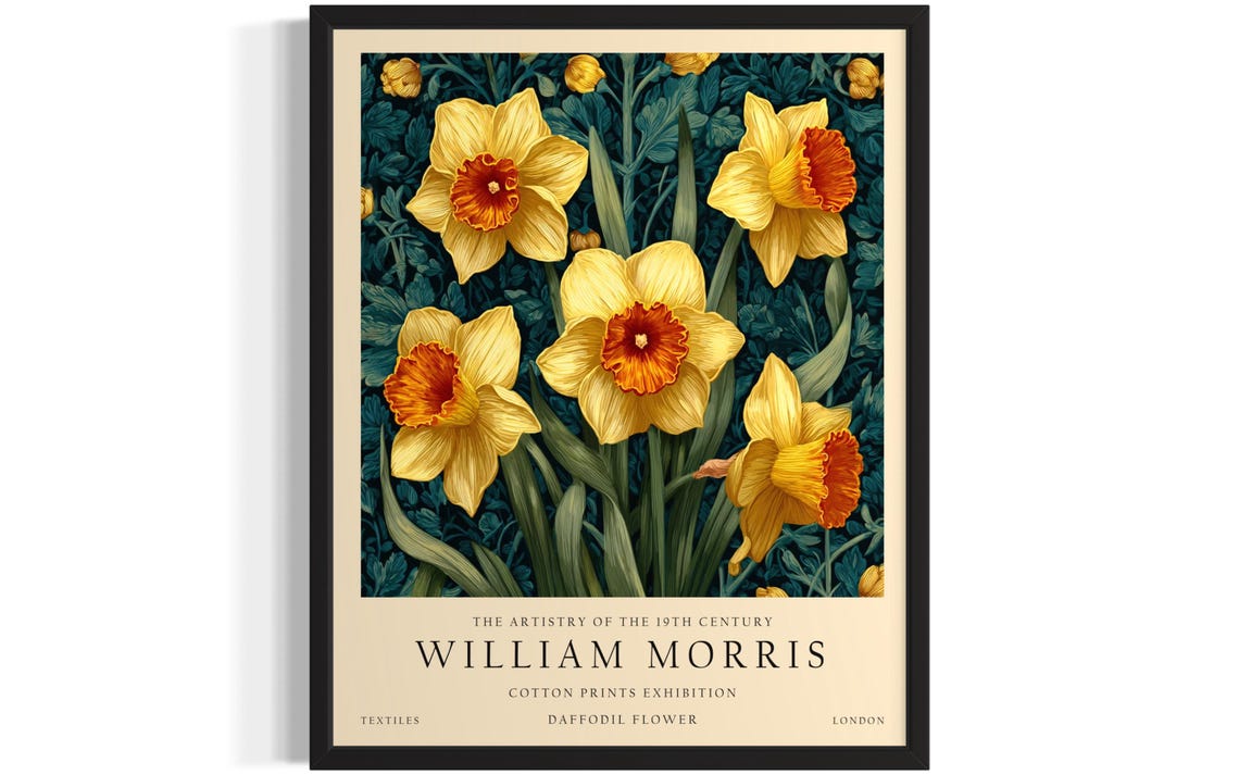 Yellow Daffodil William Morris Cotton Prints Exhibition Poster