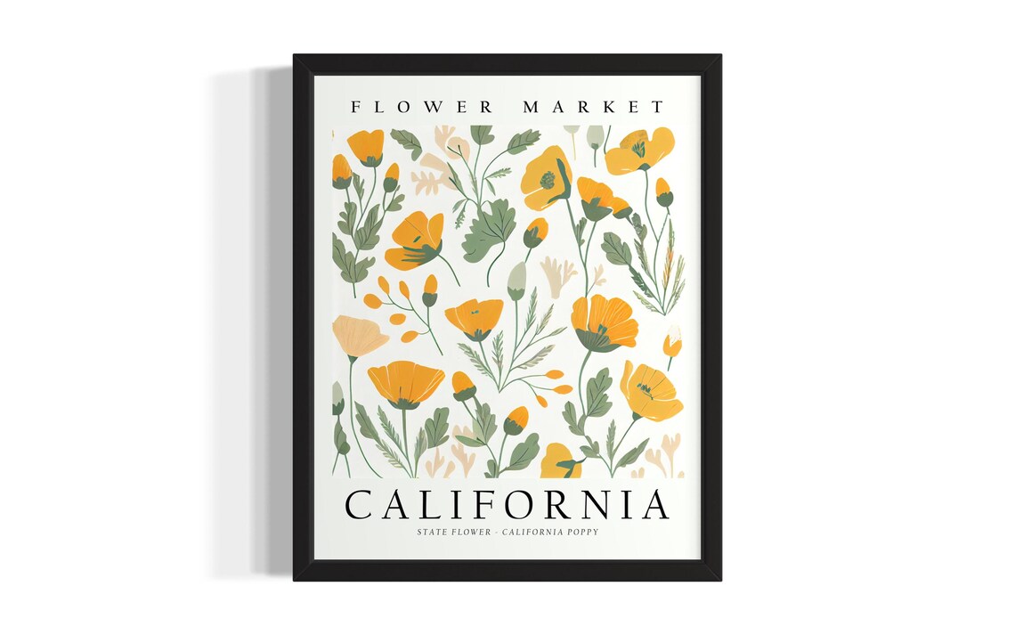 Flower Market California State Flower Poppy Wildflower Art Poster