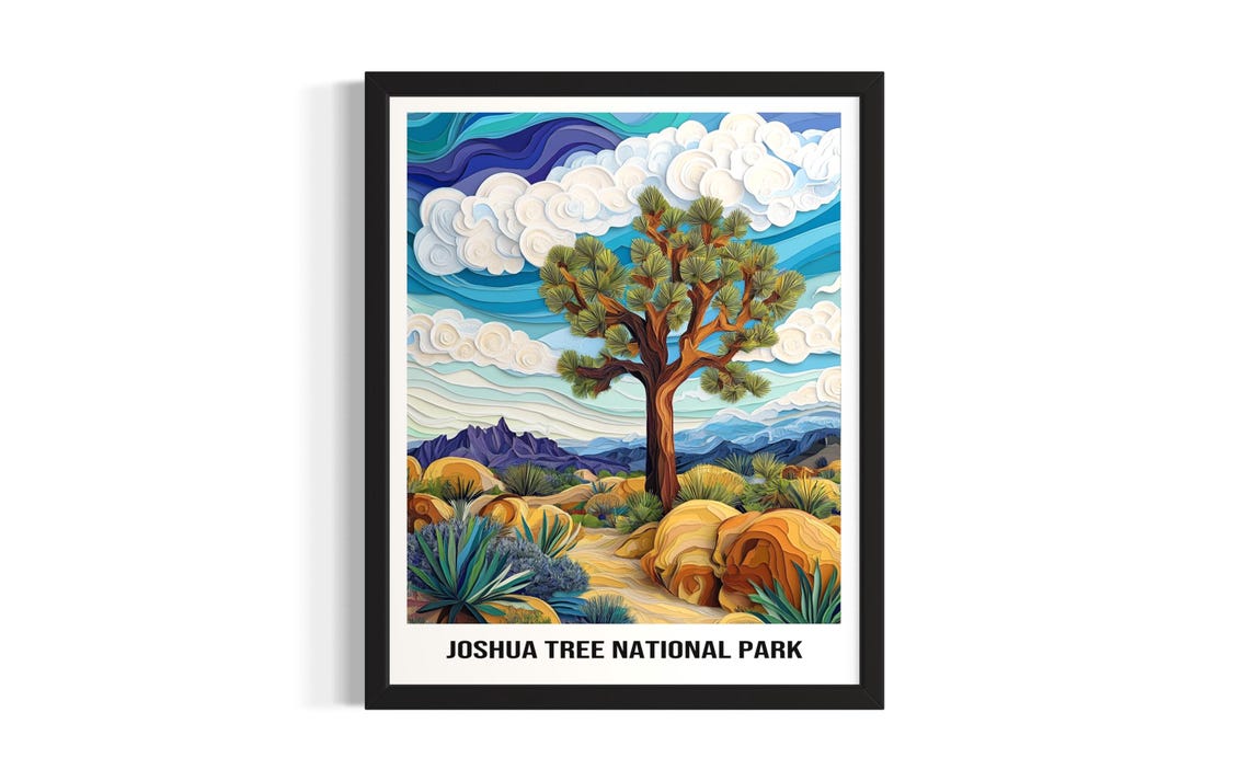 Joshua Tree National Park Desert Joshua Tree Boulder Art Poster