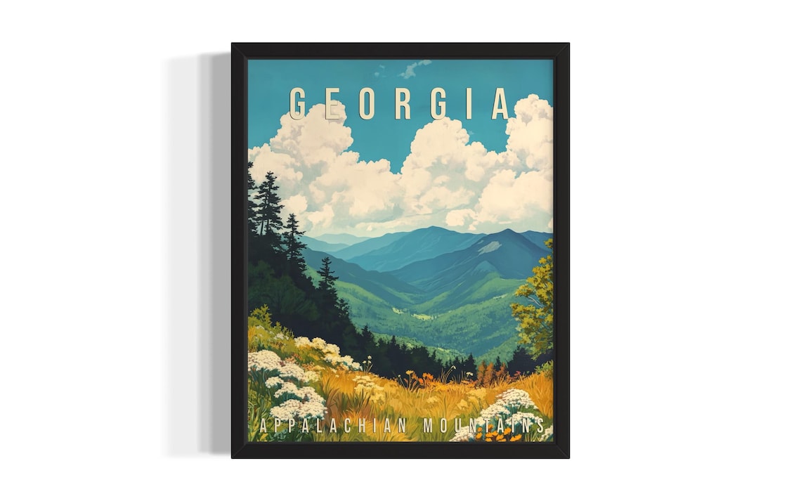 Georgia Appalachian Mountains Wildflower Meadow Travel Poster