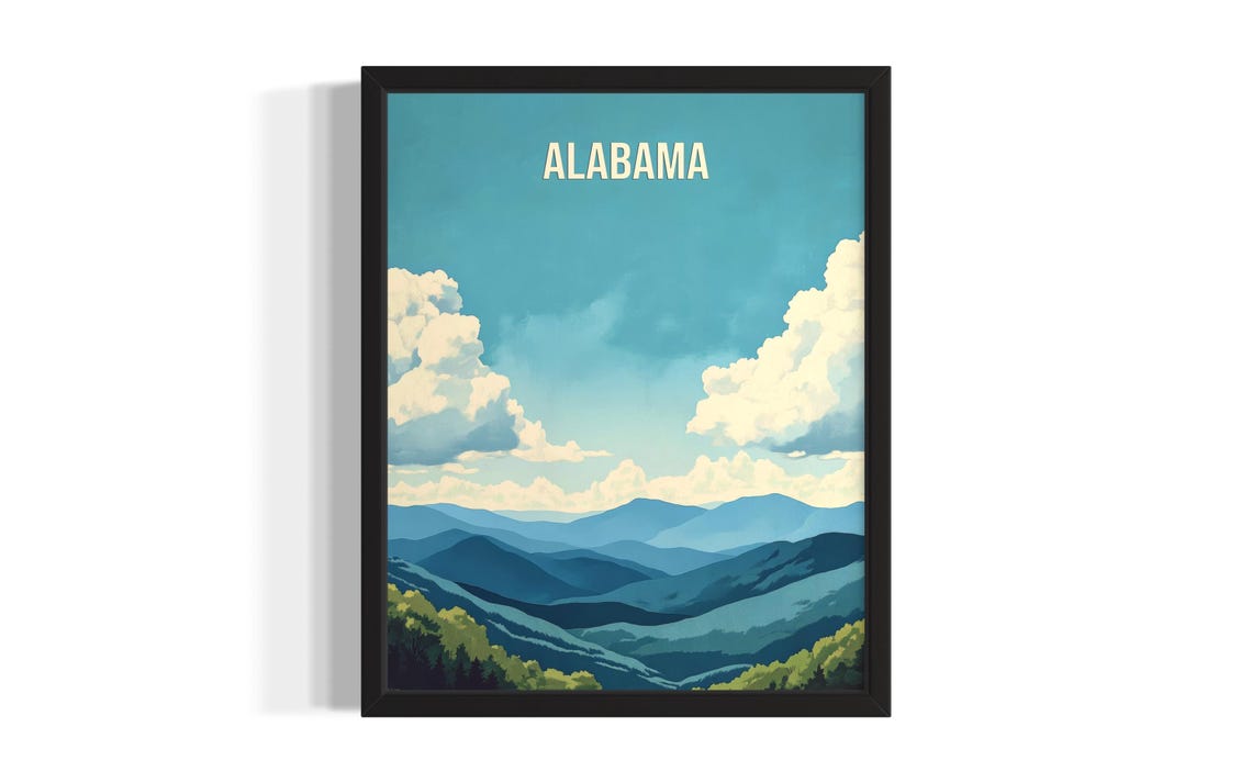 Alabama Blue Ridge Mountains Retro Travel Landscape Painting Poster