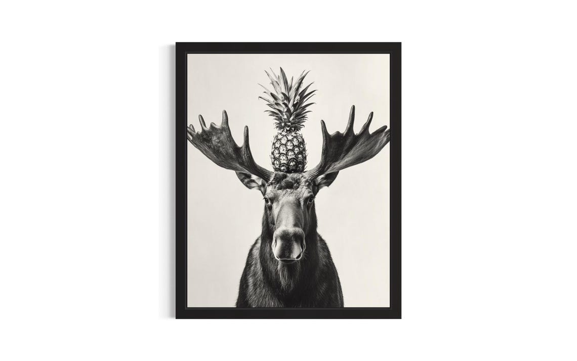 Moose Kitchen Animals Poster Art Print Wall Original Painting Artwork Decor