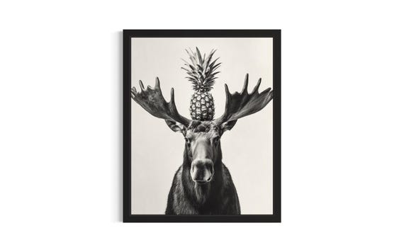 Moose Kitchen Animals Poster Art Print Wall Original Painting Artwork Decor