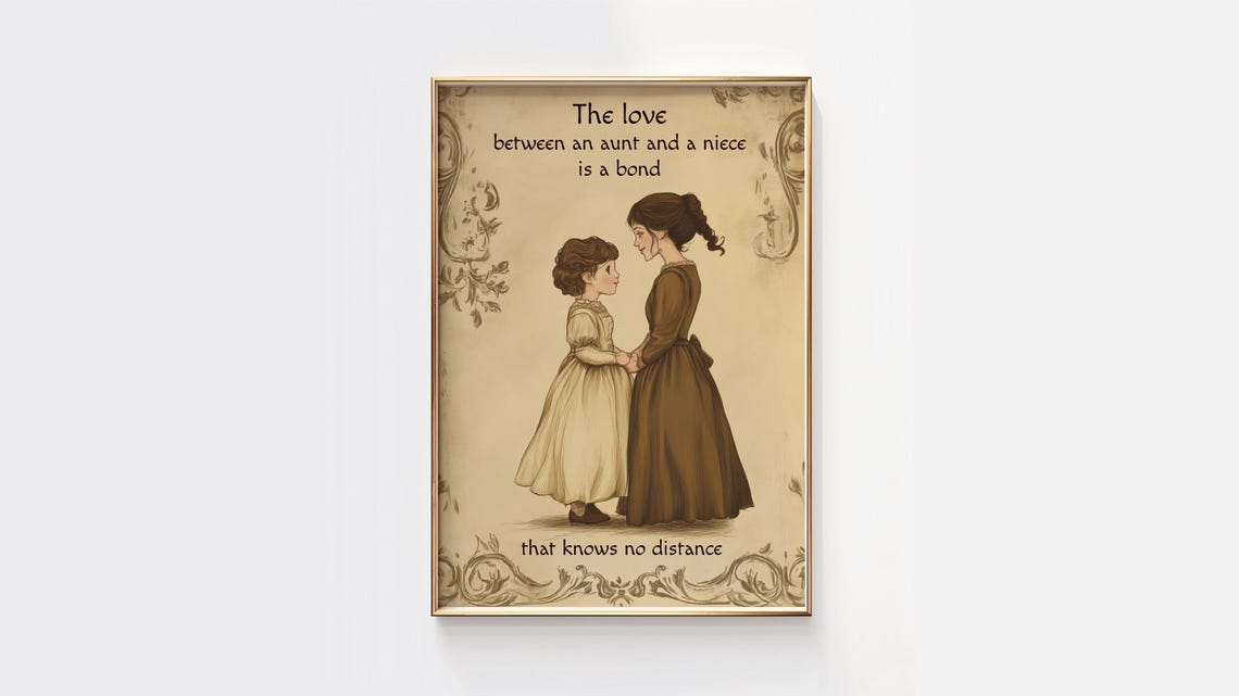 Aunt and Niece Bond Knows No Distance Vintage Sepia Art Gift Poster