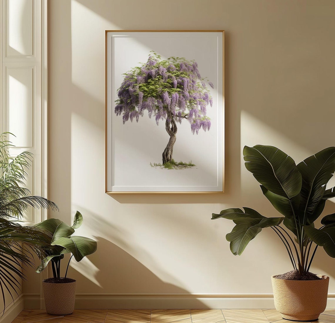 Twisted Wisteria Tree Purple Bloom Botanical Illustration Poster