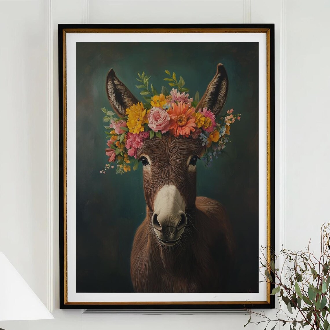 Donkey Maximalist Eclectic Animal Portrait Art Print