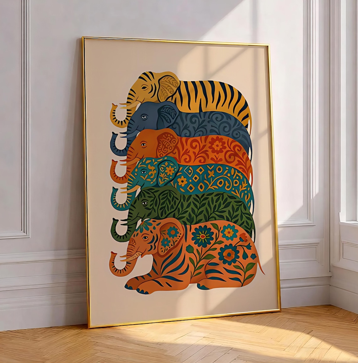 Colorful Elephant Pop Art Print, Boho Safari Decor