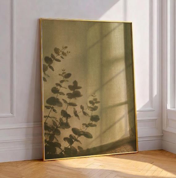 Eucalyptus Shadow Sage Green Window Light Minimal Art Poster