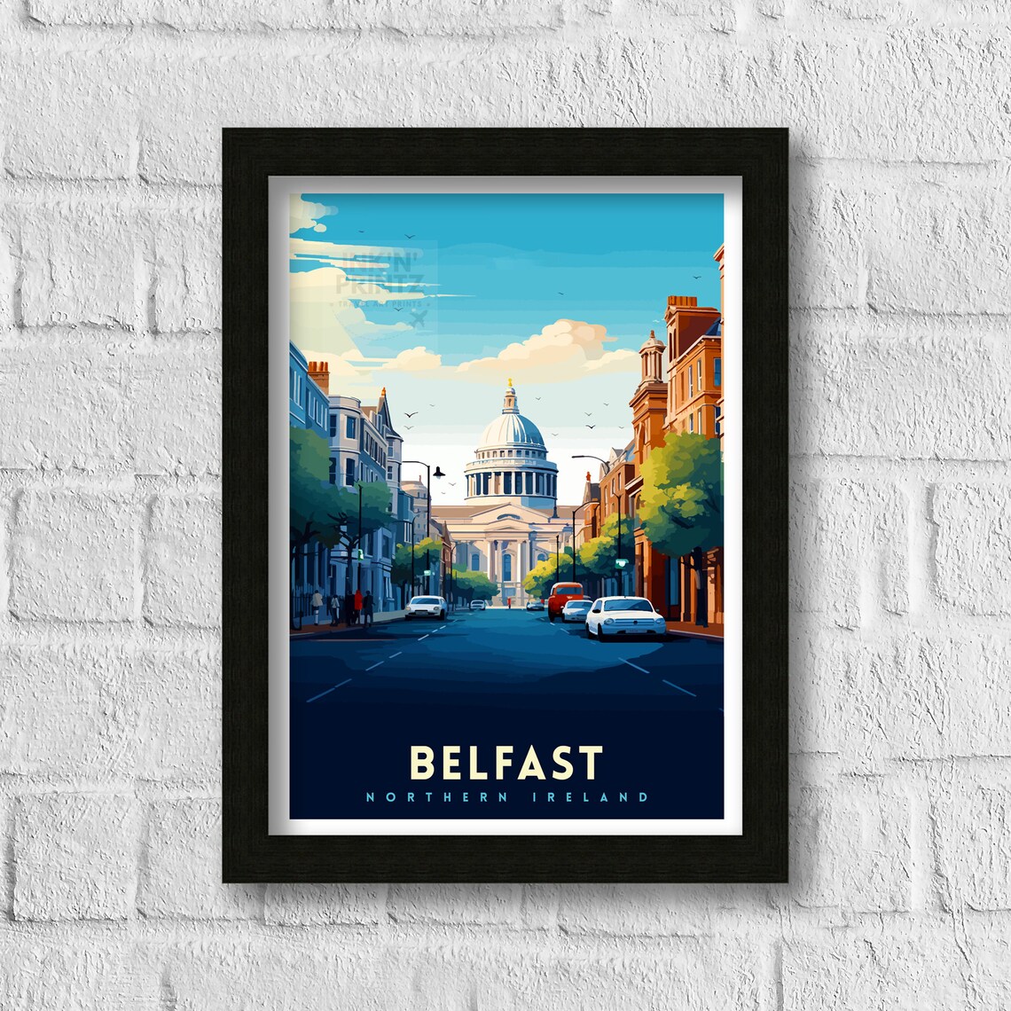 Belfast Northern Ireland Cityscape Illustration Art Print - Image 3