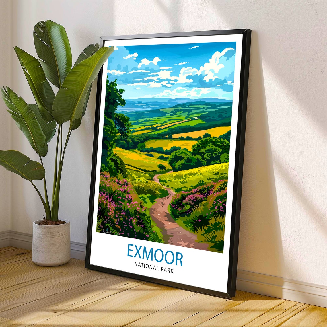Exmoor National Park Rolling Heather Hills Valley Travel Poster - Image 3