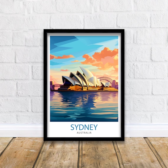 Sydney Australia Travel Poster, Home Living Decor