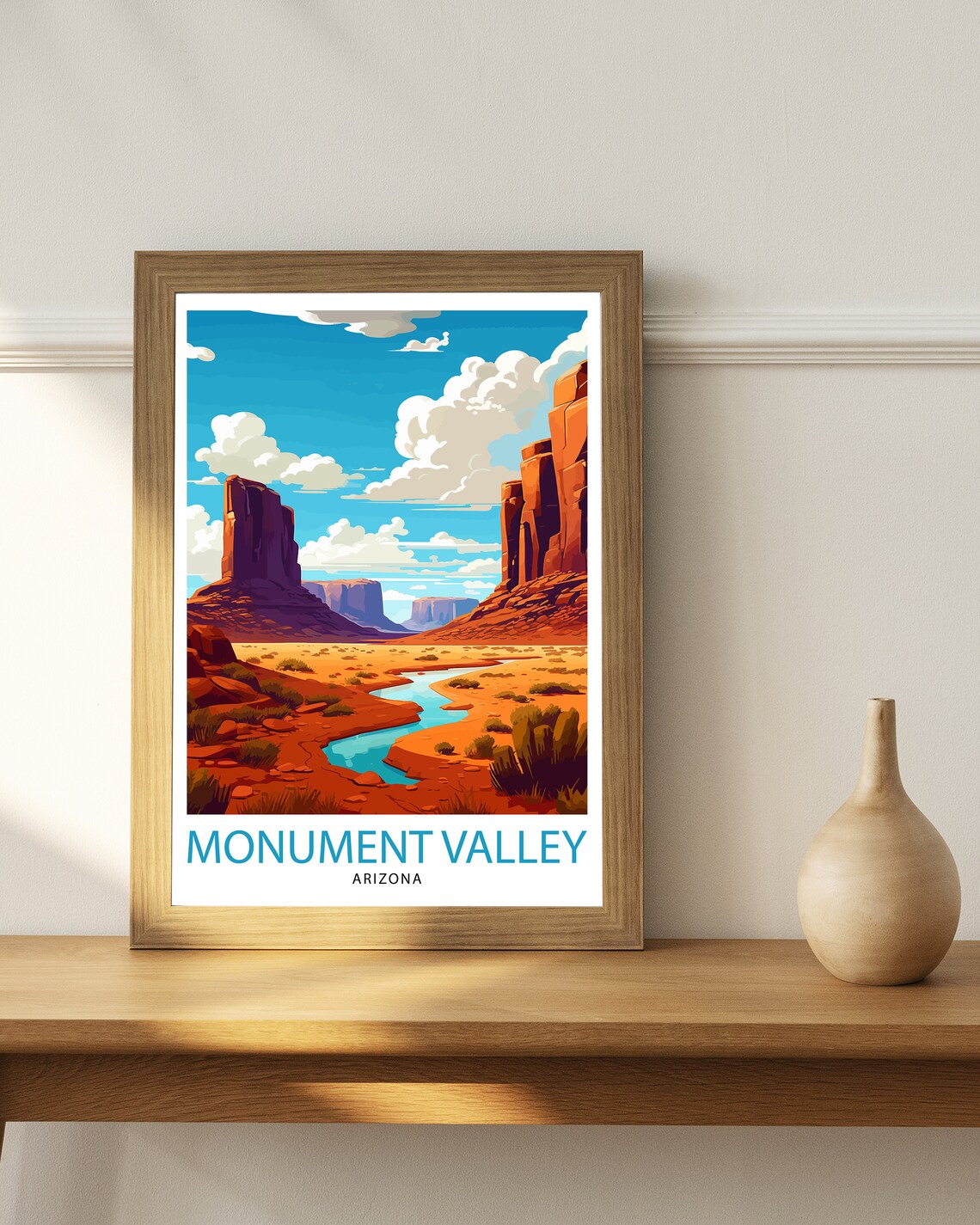 Monument Valley Arizona Red Rock Buttes Desert River Travel Poster - Image 2
