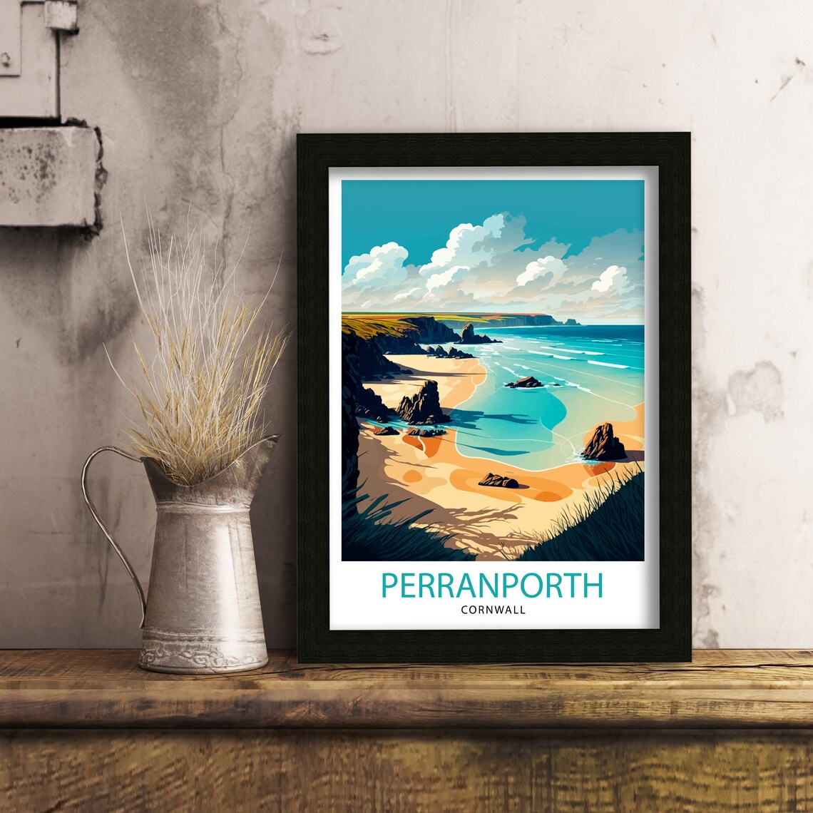Perranporth Cornwall Travel Poster, Coastal Art - Image 2