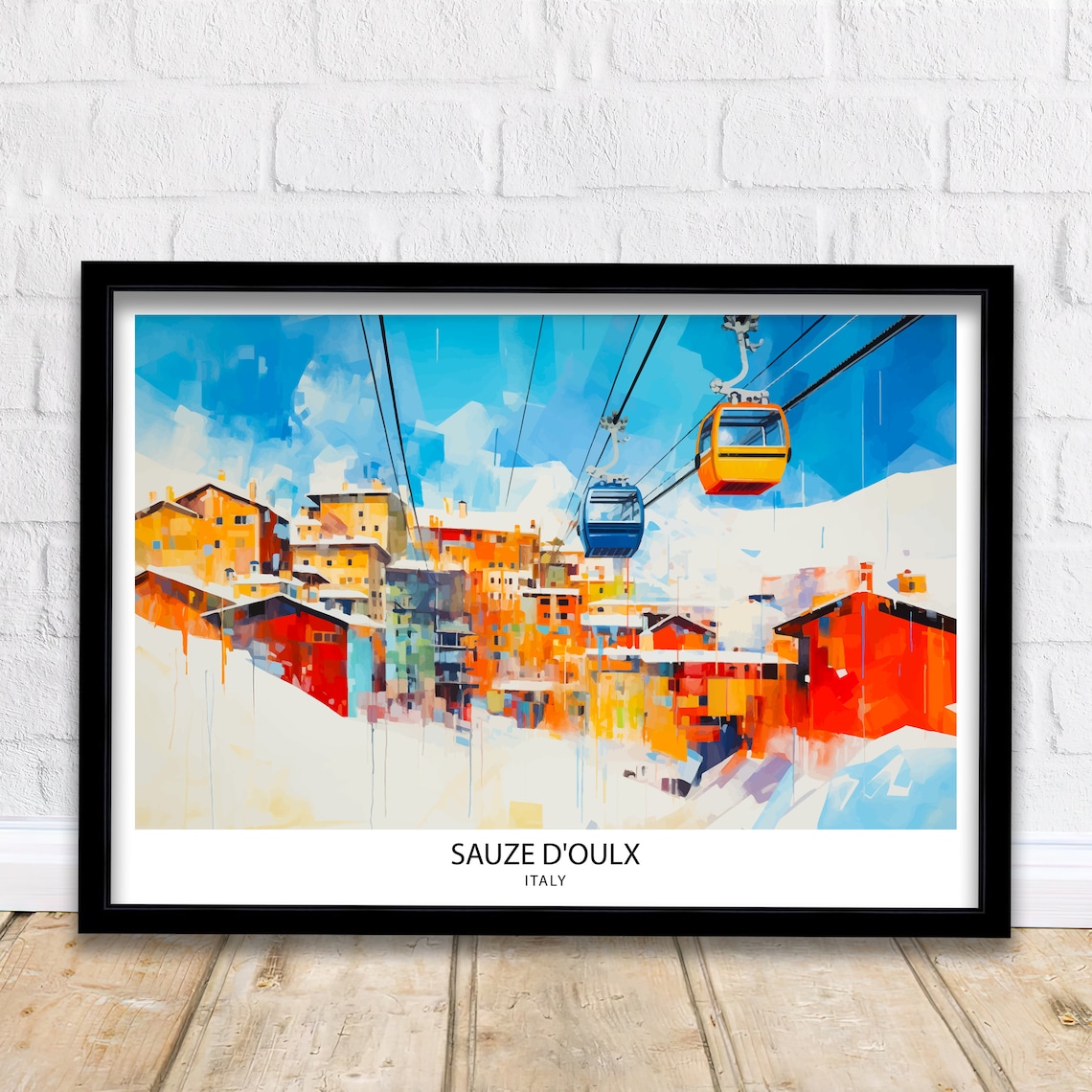 Sauze Doulx Italy Travel Poster, Europe Wall Decor