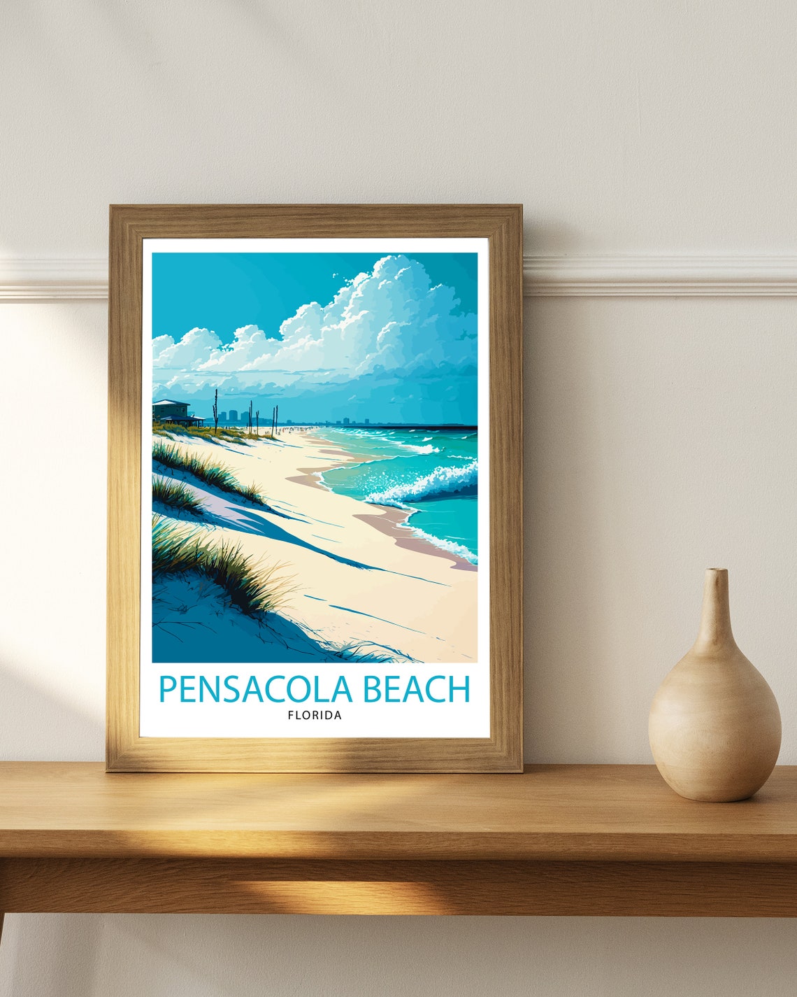 Pensacola Beach Florida White Sand Dunes Turquoise Waves Poster - Image 2