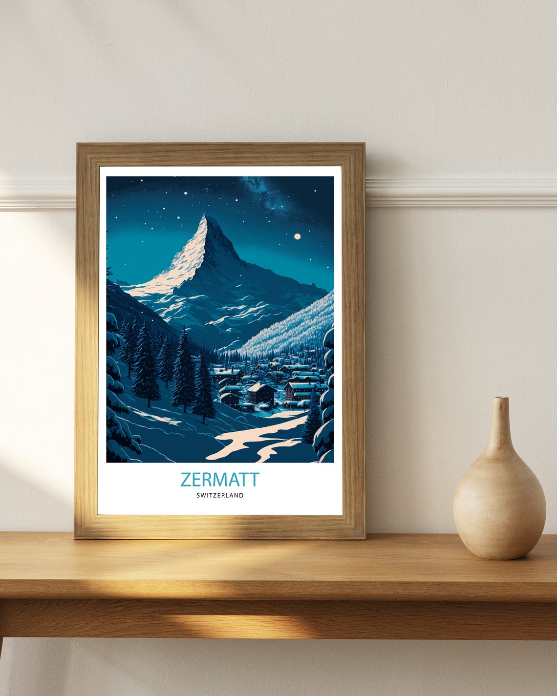 Zermatt Travel Print Switzerland Matterhorn Switzerland Poster Travel Poster Zermatt Poster Zermatt Print Wall Art - Image 2