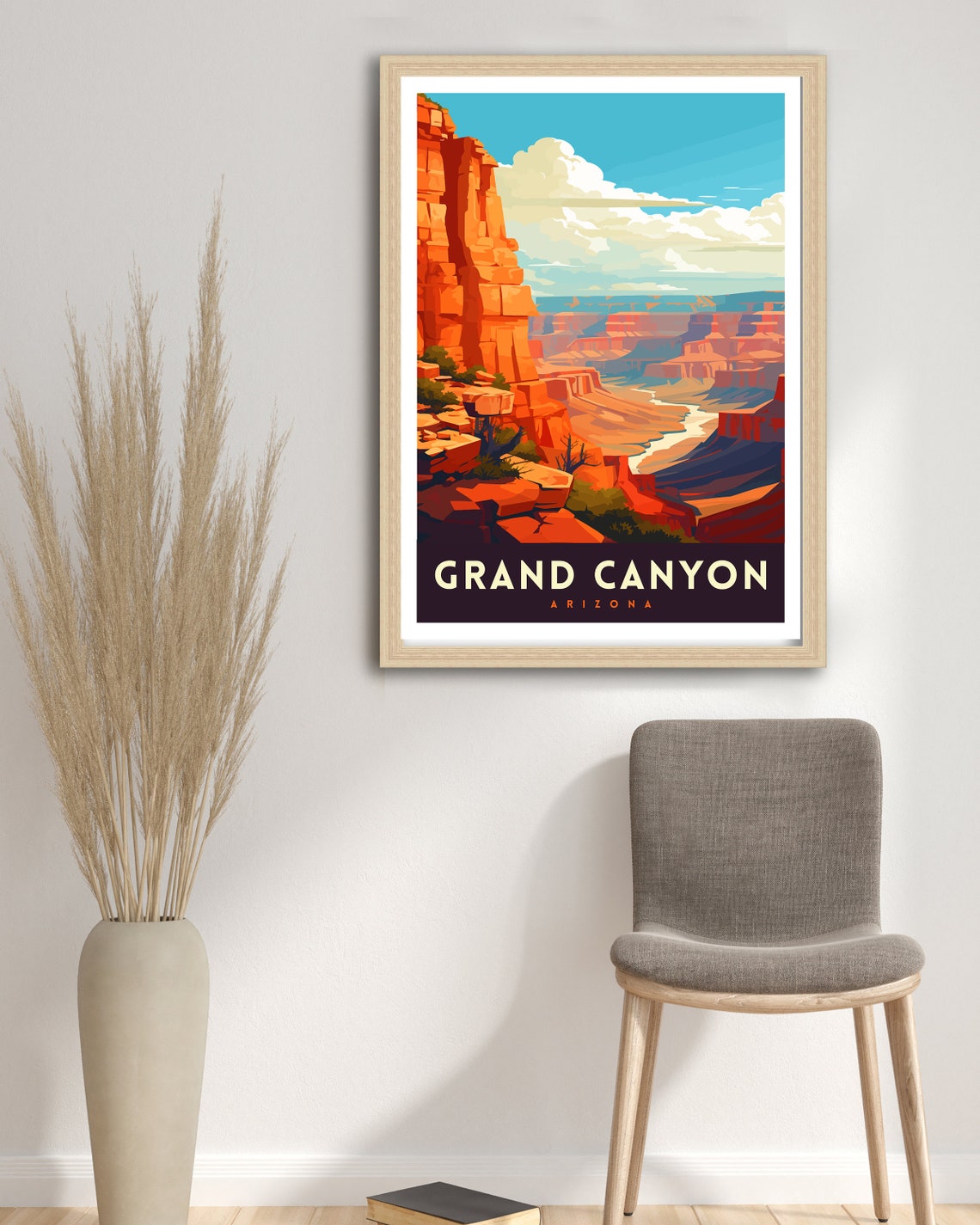 Grand Canyon Arizona Red Rock Cliffs Desert Vista Art Poster - Image 3