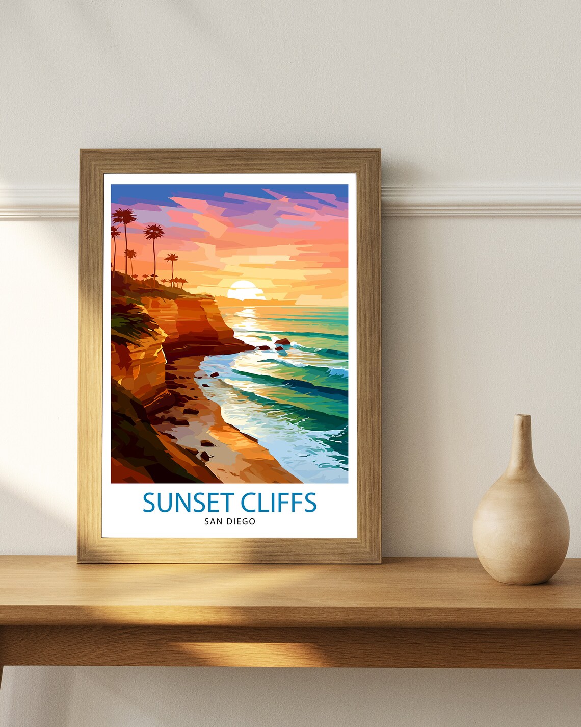Sunset Cliffs San Diego Travel Poster, California - Image 2