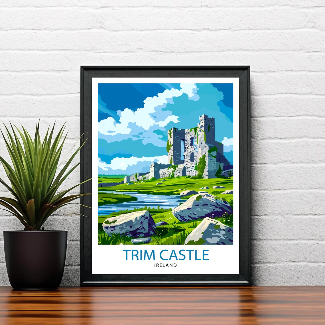 Trim Castle Ireland Medieval Ruins River Vintage Travel Poster - Image 2
